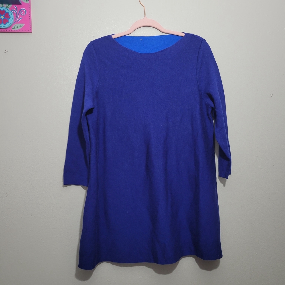 🍒 COS Blue Wool Long Sleeve Oversized Round Neck Shift Mini Size L